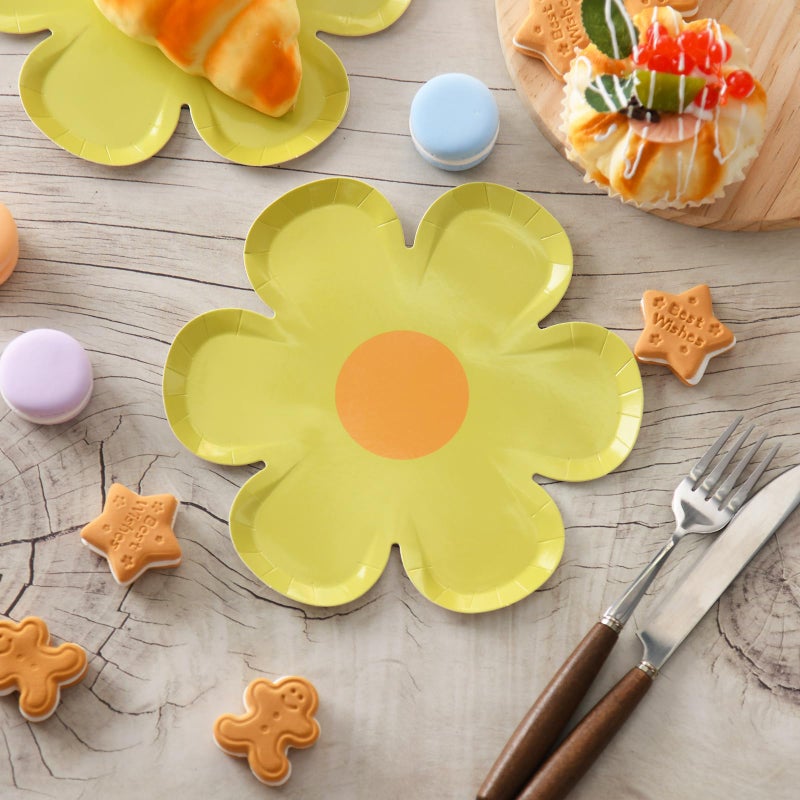 GGBOY 40PCS Daisy Plates Flower Paper Plates  8"" Daisy Paper Plates Flower Plates Disposable  Groovy Plates Spring Daisy Party Paper Plates Cute Flower Shaped Paper Plates Daisy Party Supplies - Image 5