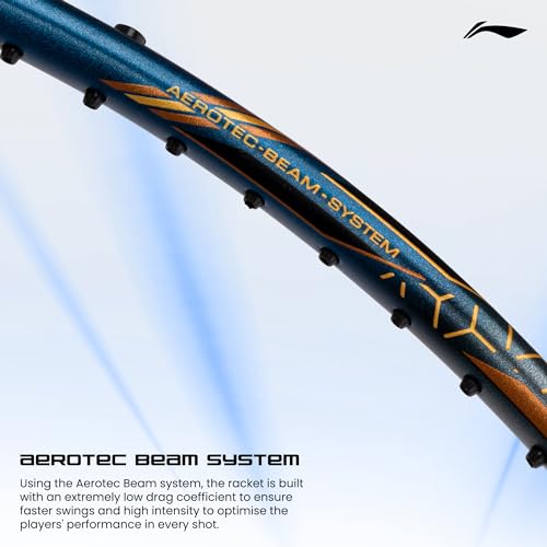 Li-Ning G-Force 5800 Superlite Strung Badminton Racquet with Free Head Cover| 78 Grams (Navy/Grey/Gold) - Image 4