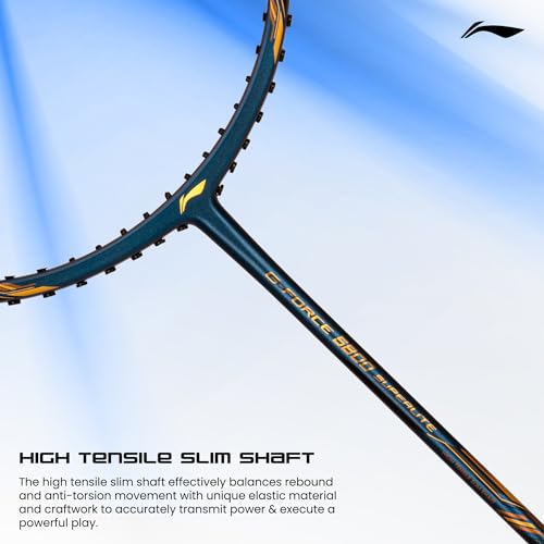 Li-Ning G-Force 5800 Superlite Strung Badminton Racquet with Free Head Cover| 78 Grams (Navy/Grey/Gold) - Image 3