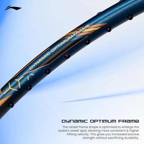 Li-Ning G-Force 5800 Superlite Strung Badminton Racquet with Free Head Cover| 78 Grams (Navy/Grey/Gold) - Image 2