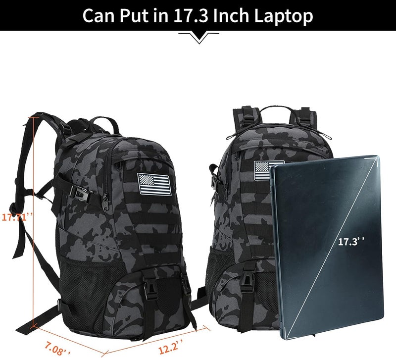Jueachy Tactical Backpack for Men Hunting Backpack EDC Rucksack Military Hiking Camping Daypack with USA Flag Patch - Image 4