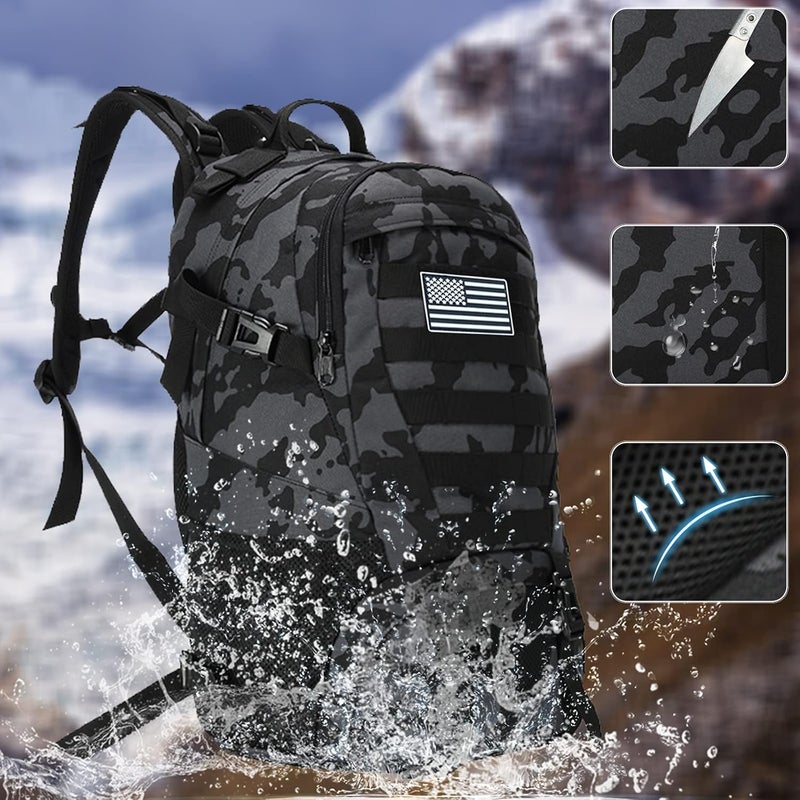 Jueachy Tactical Backpack for Men Hunting Backpack EDC Rucksack Military Hiking Camping Daypack with USA Flag Patch - Image 2
