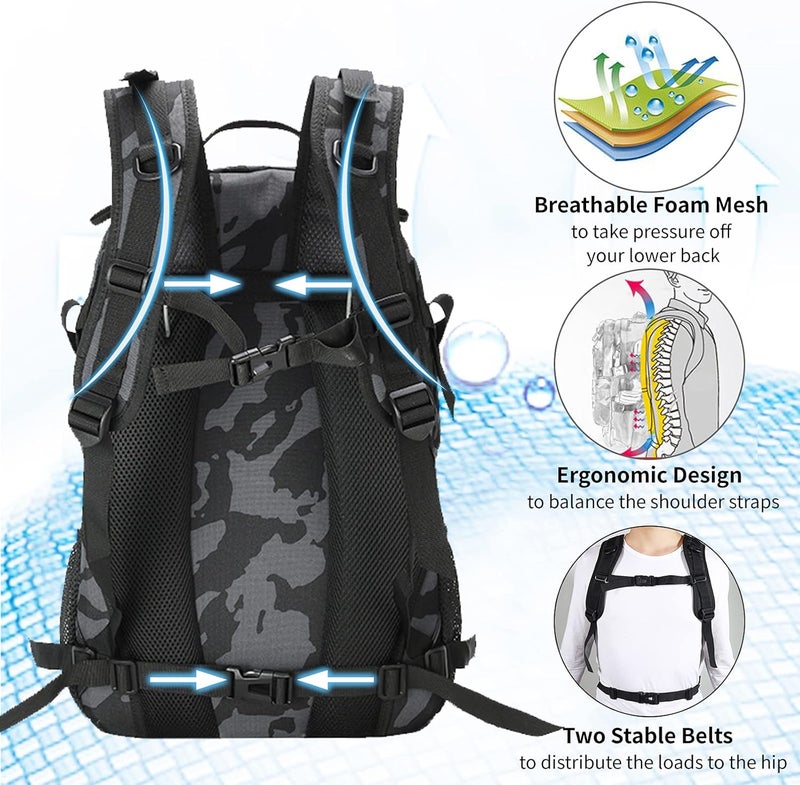 Jueachy Tactical Backpack for Men Hunting Backpack EDC Rucksack Military Hiking Camping Daypack with USA Flag Patch - Image 3