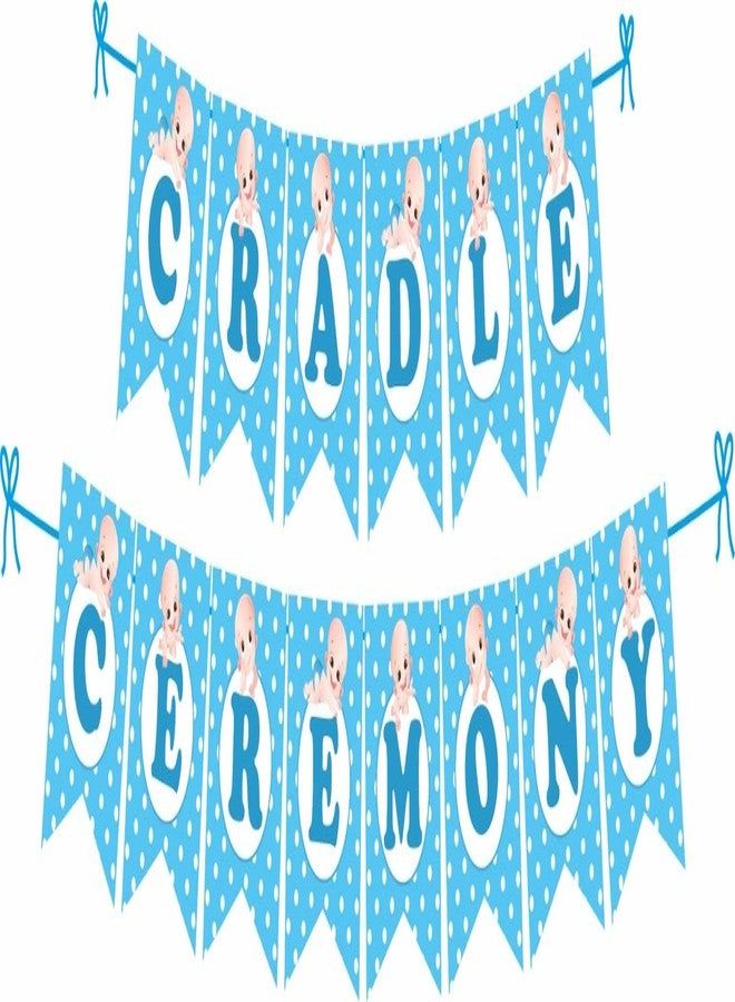 Untumble Cradle Ceremony/Naming Ceremony Decoration Items For Baby Boy With Foil Curtains, Banner And Balloons (Pack Of 42 Pcs) - Image 3