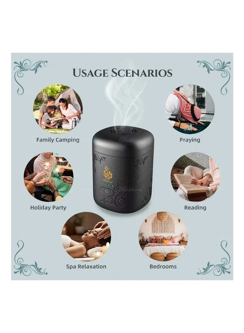 بخون مبخرة بُخُون الإلكترونية العربية الصغيرة | مبخرة عود وبخور مع مؤشر بطارية - Image 2