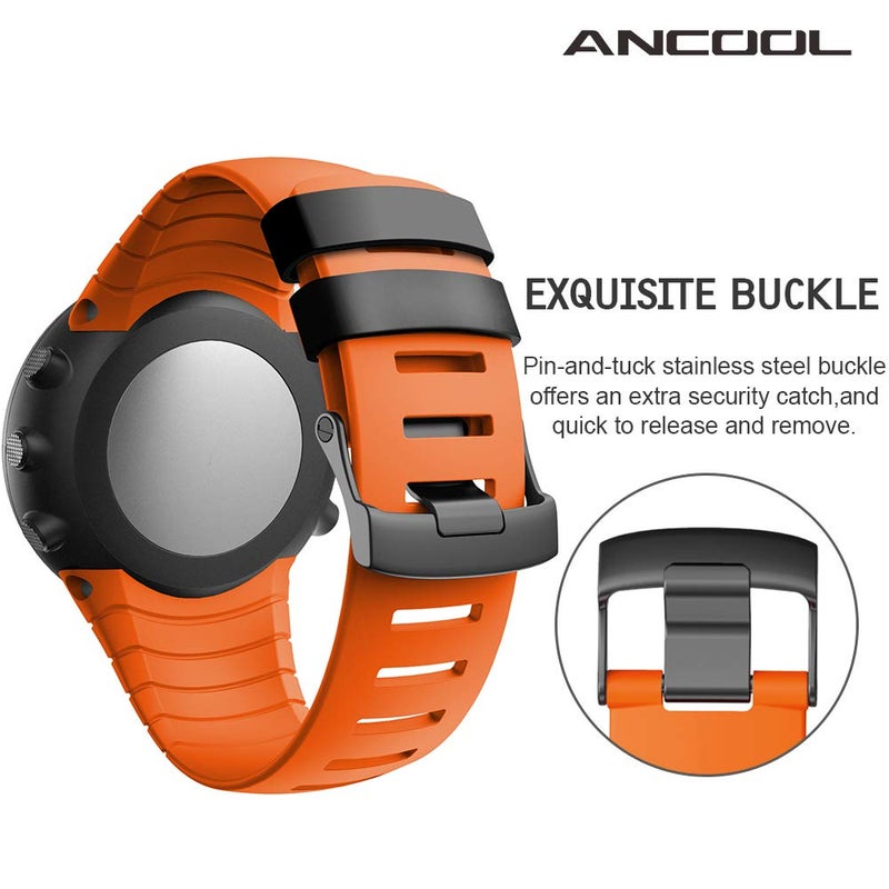 ANCOOL Compatible with Suunto Core Watch Band,Soft TPU Replacement Strap Sport Wristband Metal Clasp for Suunto Core Fitness Smart Watch-Black - Image 3