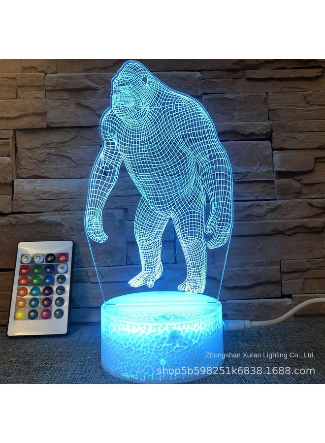 Bluejw New 3D Night Light Gorilla Series Black Touch Colorful Crack 16 Color USB Bedside Table Lamp - Image 5