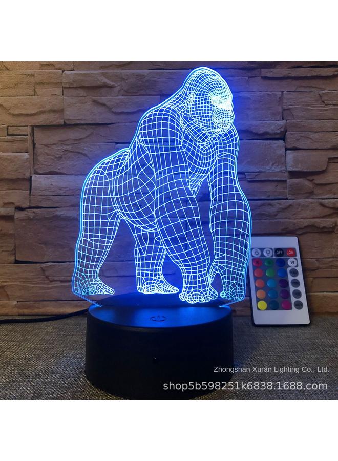 Bluejw New 3D Night Light Gorilla Series Black Touch Colorful Crack 16 Color USB Bedside Table Lamp - Image 2