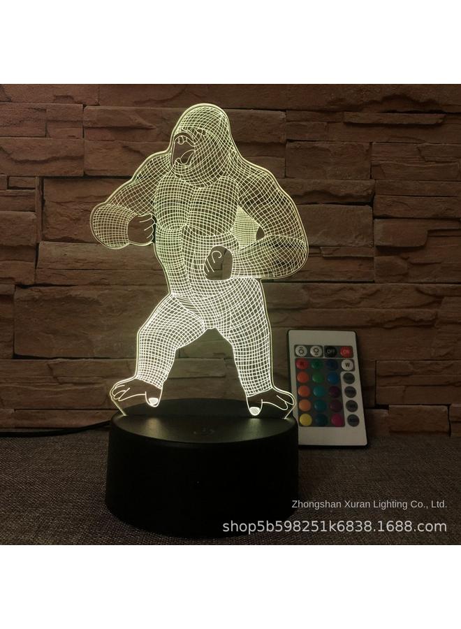 Bluejw New 3D Night Light Gorilla Series Black Touch Colorful Crack 16 Color USB Bedside Table Lamp - Image 3