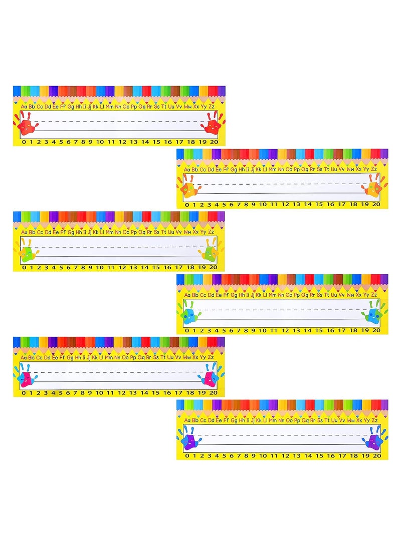 KASTWAVE بطاقات أسماء مكاتب الطلاب، بطاقات أسماء مخطوطة تقليدية مع الأبجدية والرقم، لوازم تعليمية لمكاتب الطلاب في الفصول الدراسية، 60 قطعة (أسلوب قلم رصاص) - Image 1