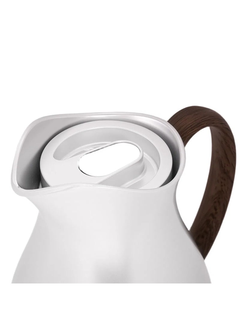 Tavolo Enor Thermos 1L Matte Silver with Wooden Handle - Image 2