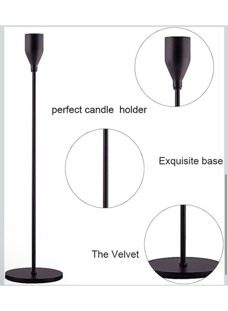 ناما حوامل شموع اسود بتصميم مزخرف وأنيق تناسب الشموع المدببة والشموع السميكة بحجم 1.9 سم وشموع ليد لحفلات الزفاف والعشاء والمناسبات الخاصة مجموعة من 3 قطع (حامل شموع معدني) - Image 4