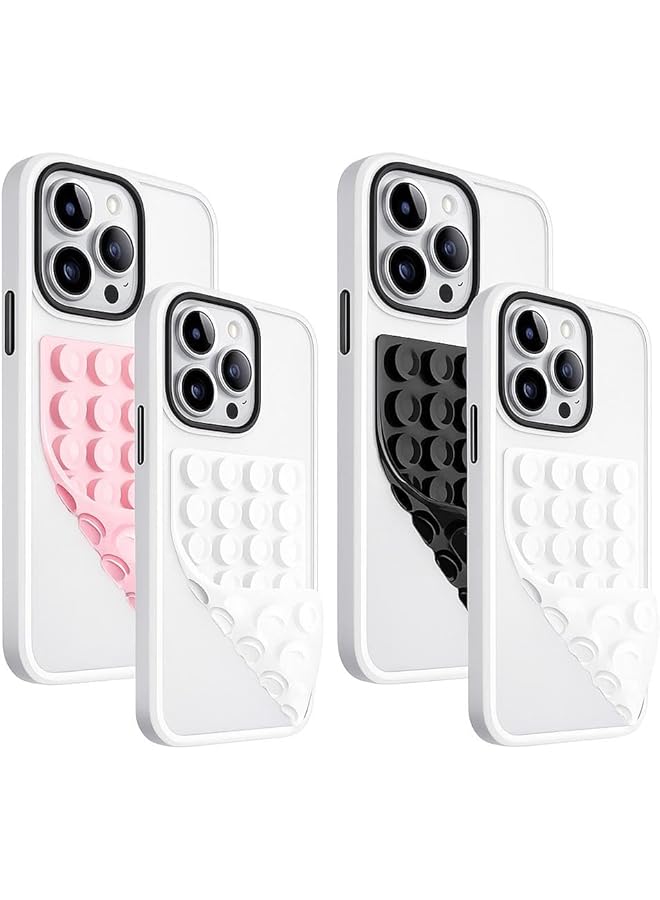 Green Tiger 2 Pack Silicone Suction Cup Phone Case - Mount Double Sided, Phone Accessories Hands-Free Strong Grip Holder for Selfies and Videos, Silicon Phone Stand (Black, White or Pink, White) (Black, White) - Image 1