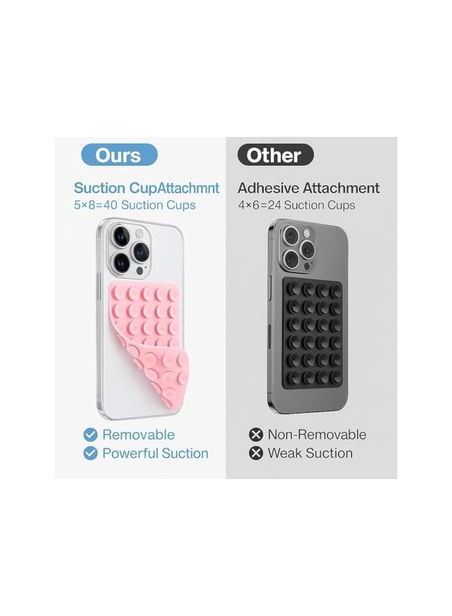 Green Tiger 2 Pack Silicone Suction Cup Phone Case - Mount Double Sided, Phone Accessories Hands-Free Strong Grip Holder for Selfies and Videos, Silicon Phone Stand (Black, White or Pink, White) (Black, White) - Image 2