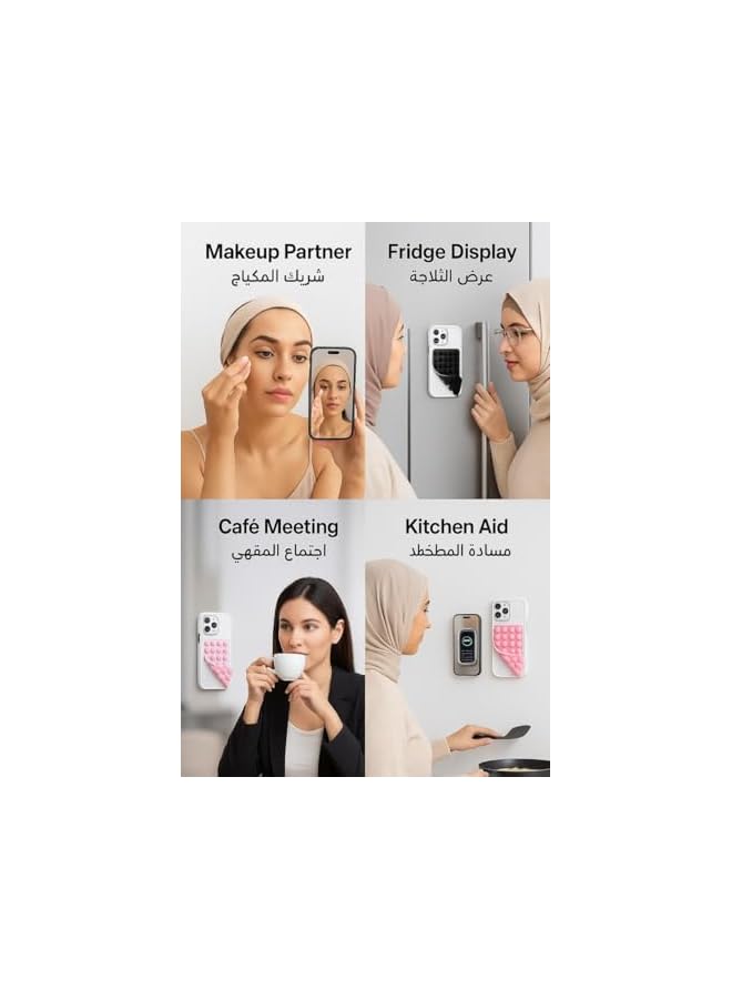 Green Tiger 2 Pack Silicone Suction Cup Phone Case - Mount Double Sided, Phone Accessories Hands-Free Strong Grip Holder for Selfies and Videos, Silicon Phone Stand (Black, White or Pink, White) (Black, White) - Image 3