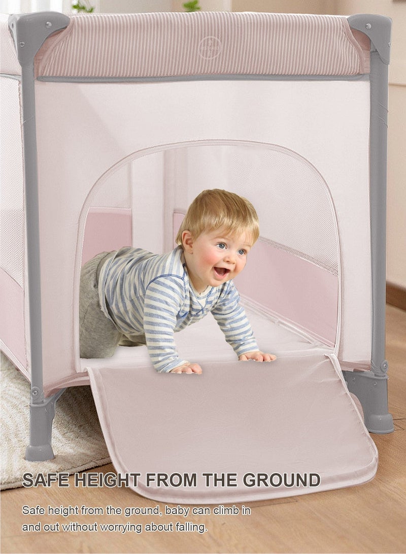 Mababy Portable Baby Playpen for Toddlers - Foldable Baby Crib with Mosquito Net, Breathable Mesh Play Yard, Sturdy Travel Baby Bed for Newborn to 4 Years Old (125x65x72cm) - Image 5