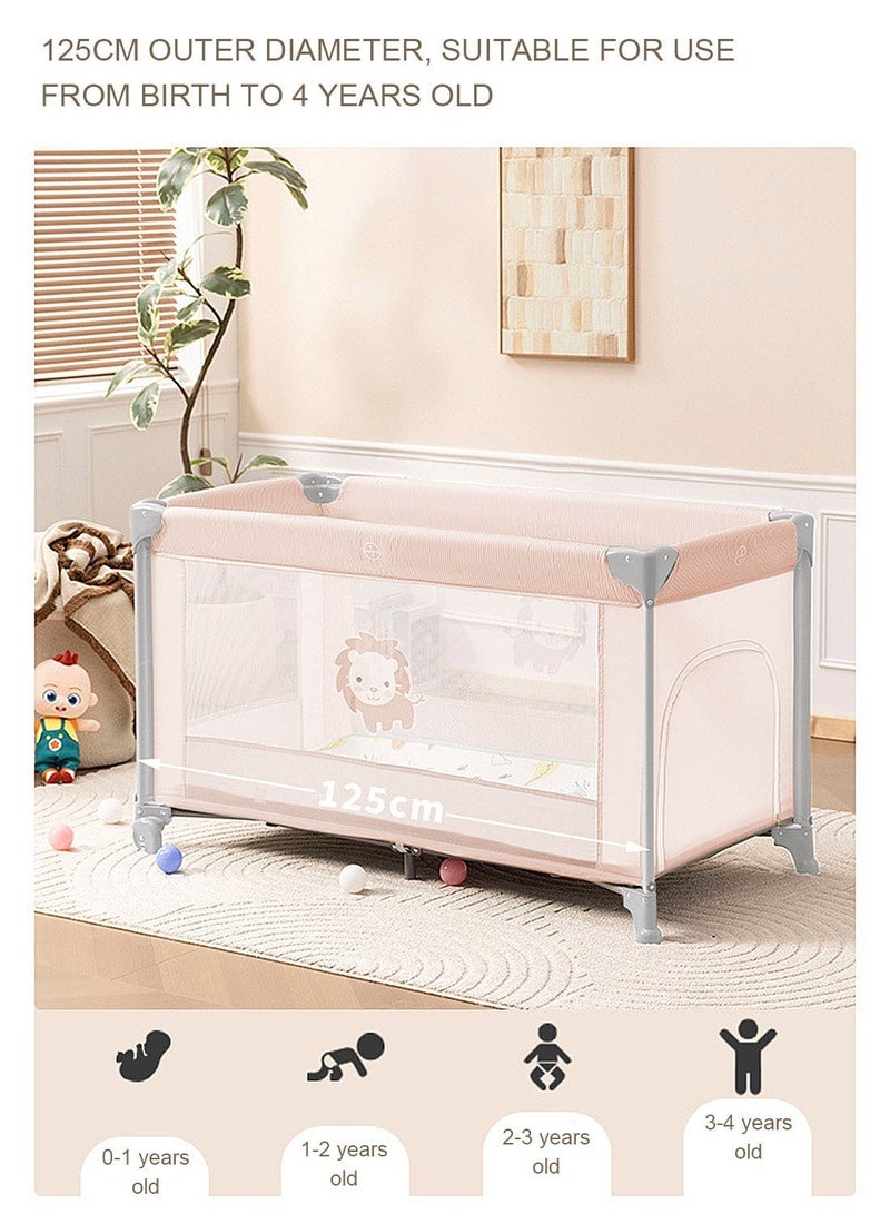 Mababy Portable Baby Playpen for Toddlers - Foldable Baby Crib with Mosquito Net, Breathable Mesh Play Yard, Sturdy Travel Baby Bed for Newborn to 4 Years Old (125x65x72cm) - Image 2