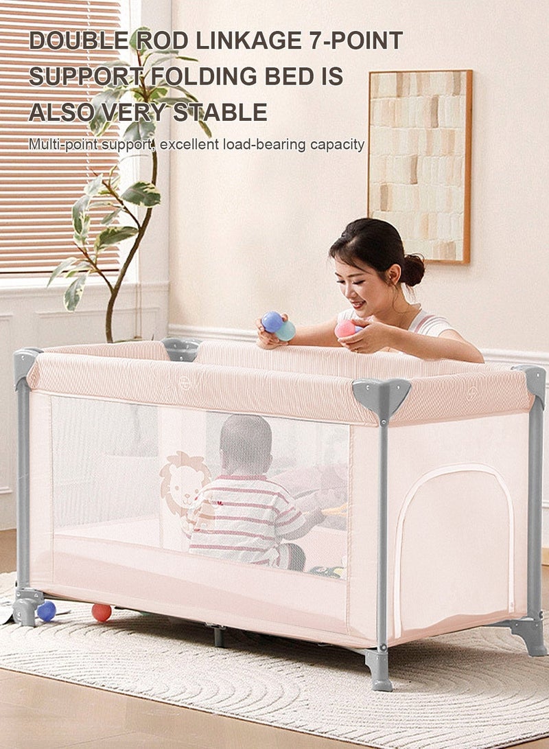 Mababy Portable Baby Playpen for Toddlers - Foldable Baby Crib with Mosquito Net, Breathable Mesh Play Yard, Sturdy Travel Baby Bed for Newborn to 4 Years Old (125x65x72cm) - Image 3