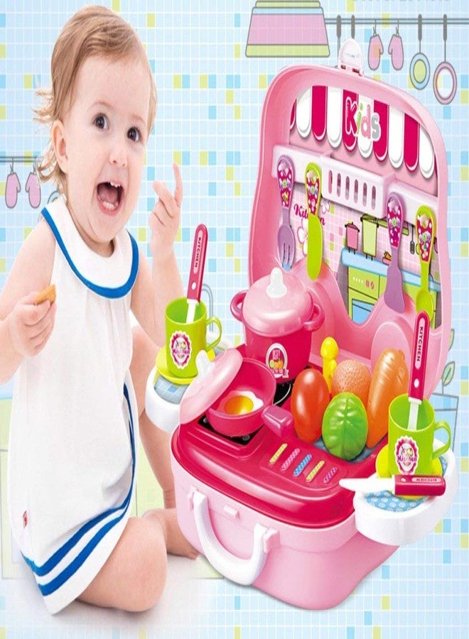SHIPEASE Portable Suitcase Shape Little Chef Kitchen Cooking Set Pretend Play Toys Dinnerware Play Set with Food Accessories for Kids Boys Girls (Multicolor) - Image 4