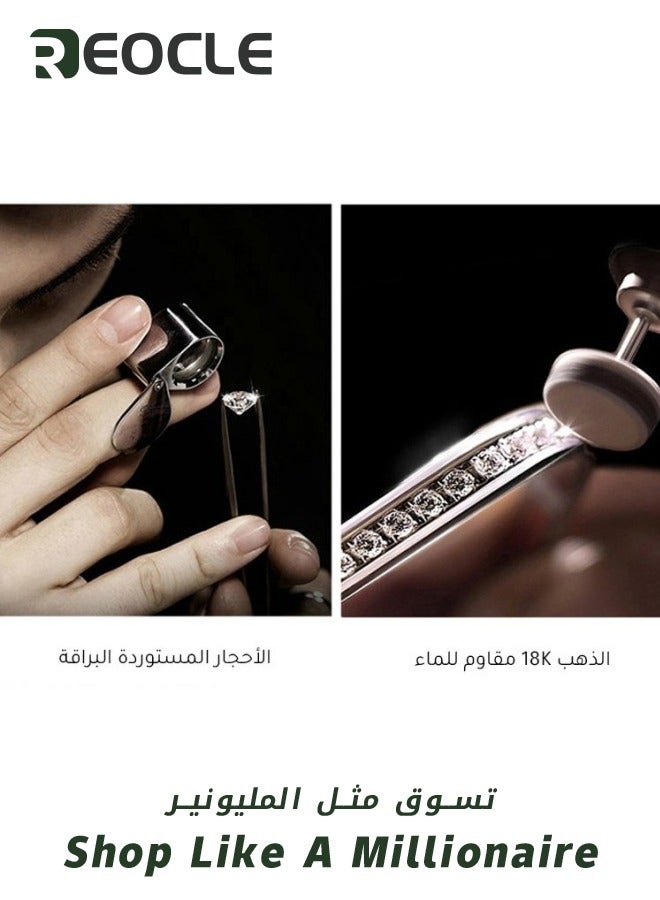 ريوكل مجموعة ساعات نسائية مكونة من 6 قطع بسوار من سبائك معدني وساعة كوارتز فاخرة مع أساور وقلادات وأقراط وخواتم وديكور هدية أنيقة للنساء - Image 5