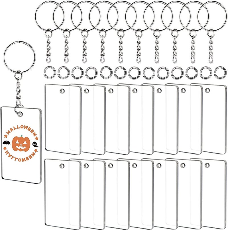 NIVARA 30 Pieces Clear Acrylic Keychain Blanks Acrylic Transparent with KEYCHAIN RINGS for DIY Projects and Crafts SUITABLE FOR GIFTS Vinyl Art 3mm