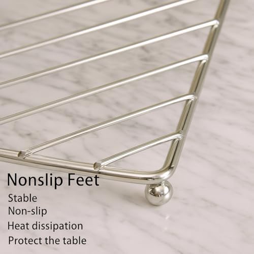 TORO Stainless Steel Trivet for Hot Dishes | 7.2 Inch Heavy Duty Heat Resistant Pot Stand for Kitchen & Dining Table | Cooling Rack Hot Pad for Cookware, Non-Slip Feet, Rustproof (Set of 3) - Image 4