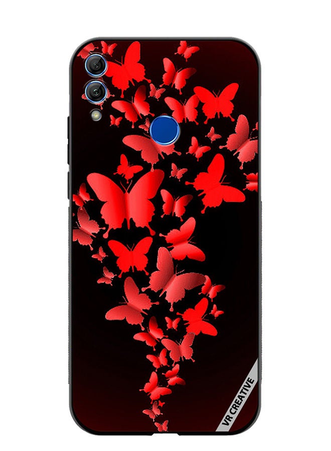 Protective Case Cover For Honor 10 Lite Red Butterflies Design Multicolour