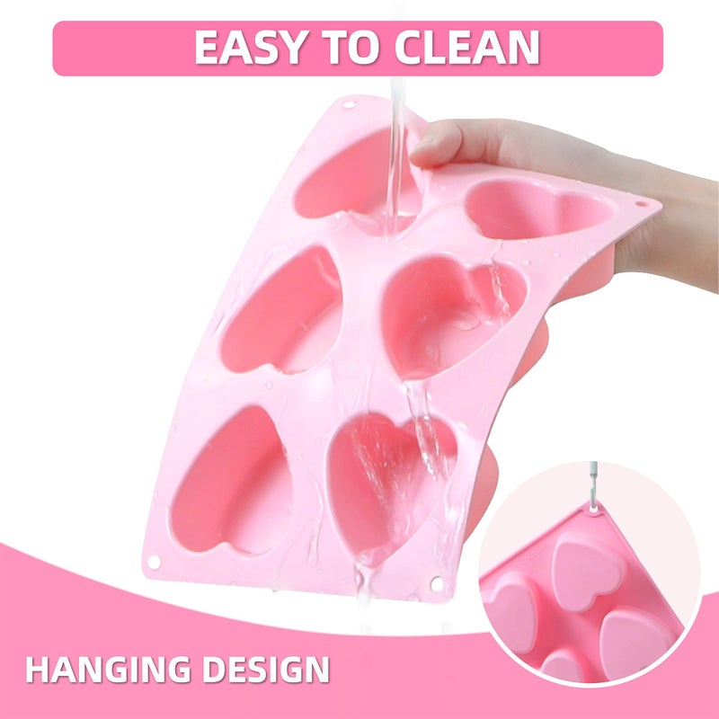 KKDINDAN Heart Shaped Silicone Mold, KKDINDAN Set of 2 Nonstick Soap Mold, For Baking, Chocolate, Cake, Cupcake, Brownies, Jelly, Soap, Candy - Image 4