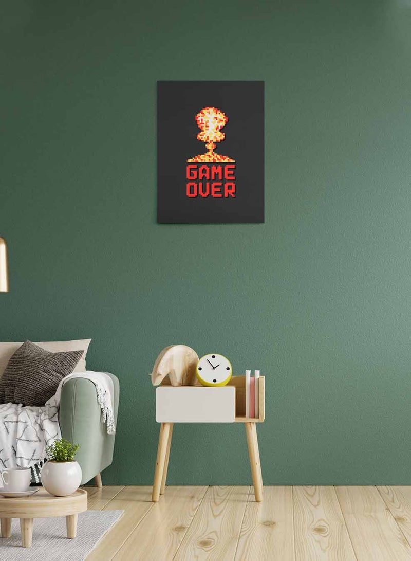 LOWHA Framed Canvas Wall Art Stretched Over Wooden Frame, Pixel Art Explosion Game Over Gaming Painting, For Home, Living Room, Office Decor - Image 2