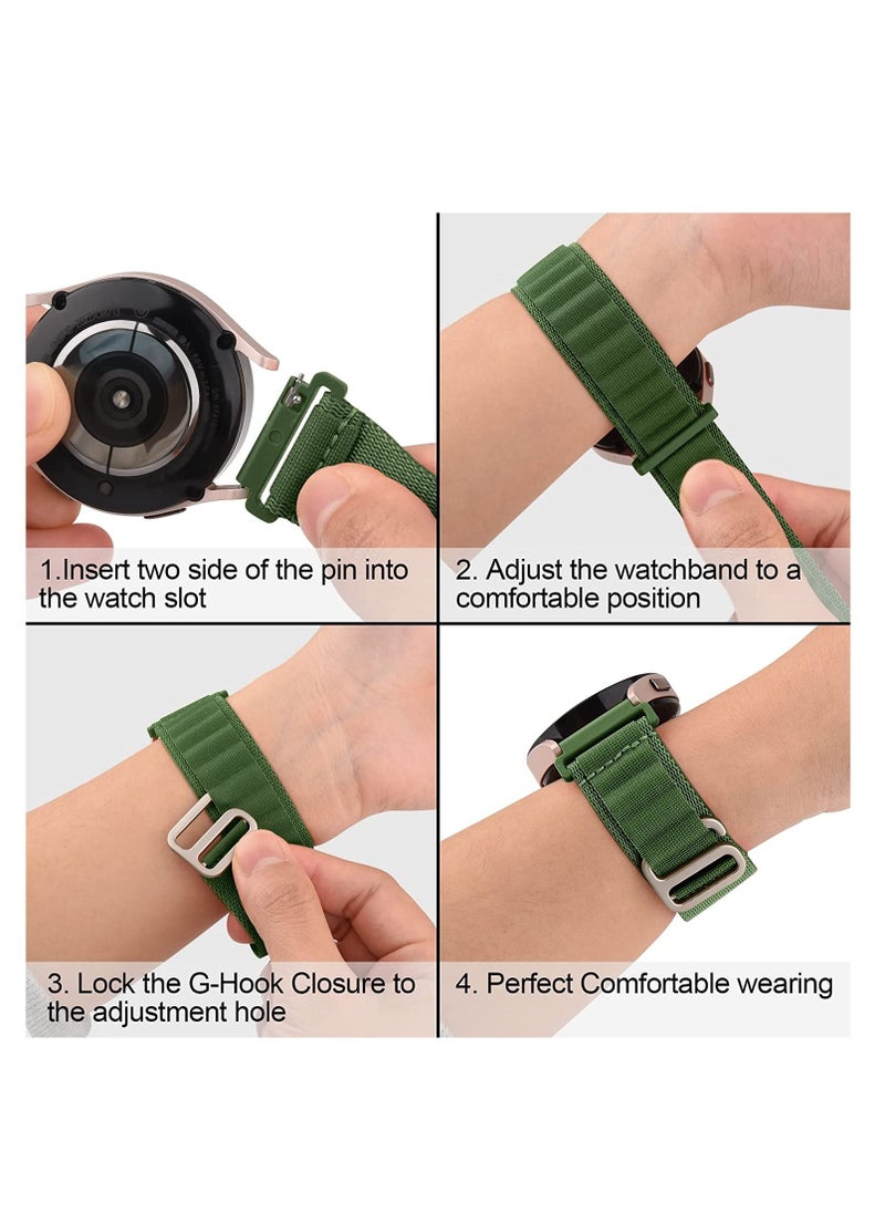 Generic Alpine Loop 22mm Compatible WithSamsung Galaxy Watch 46mm , Durable Sport Nylon Strap With Titanium G Hook  Olive Green  - Image 4