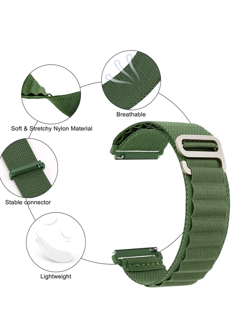 Generic Alpine Loop 22mm Compatible WithSamsung Galaxy Watch 46mm , Durable Sport Nylon Strap With Titanium G Hook  Olive Green  - Image 1