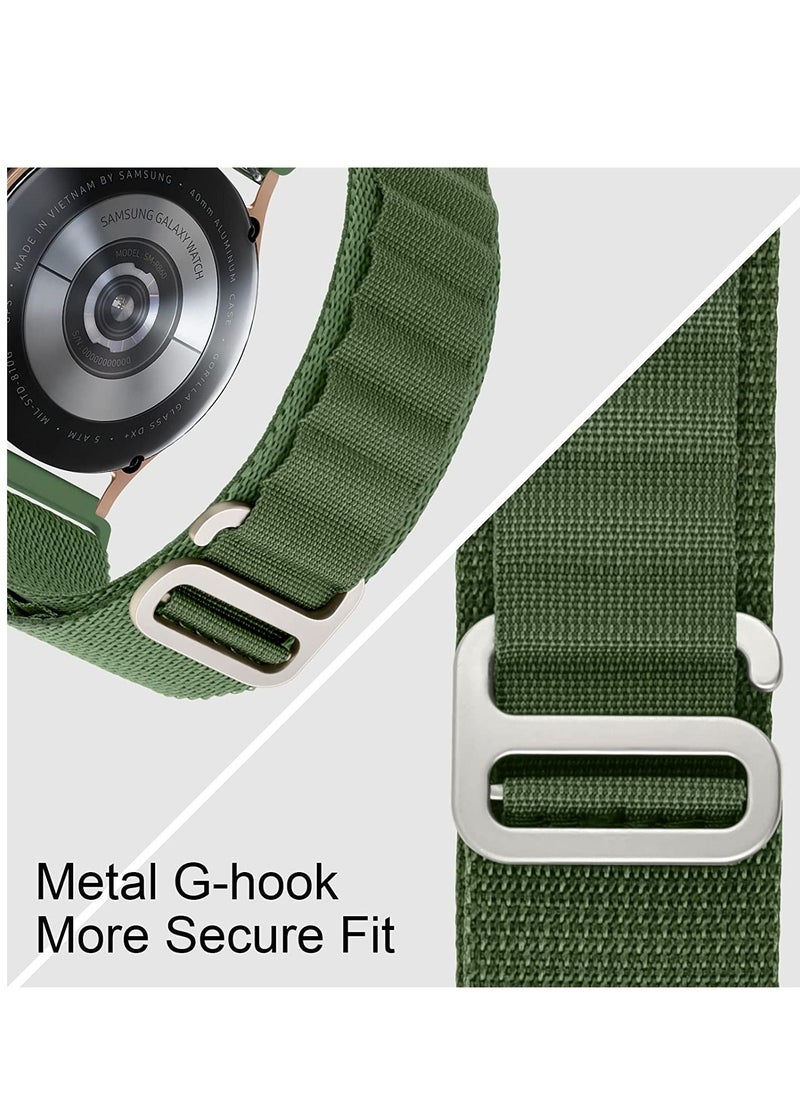 Generic Alpine Loop 22mm Compatible WithSamsung Galaxy Watch 46mm , Durable Sport Nylon Strap With Titanium G Hook  Olive Green  - Image 3