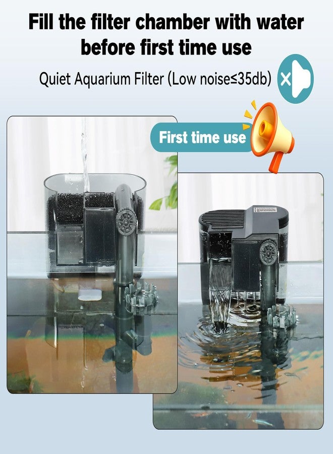 hygger Hang On Back Aquarium Filter, Small Fish Tank Filter Waterfall Filtration System, Adjustable Water Flow with Surface Skimmer, Replaceable Sponge Quiet Hanging Filter for Tank 10~20 Gal - Image 4