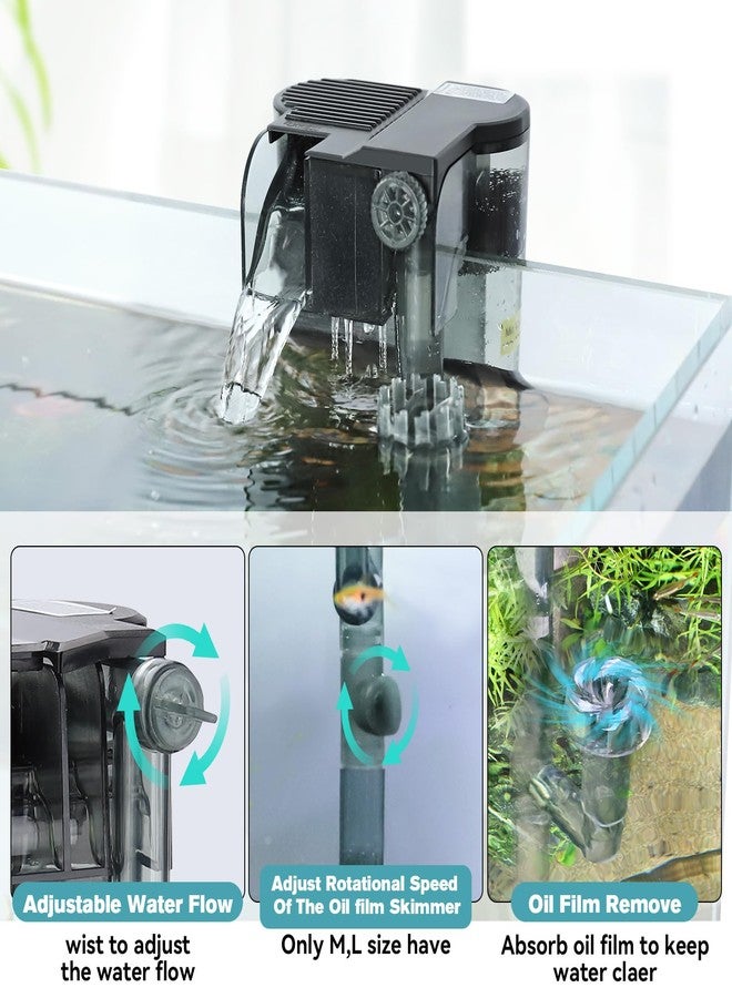 hygger Hang On Back Aquarium Filter, Small Fish Tank Filter Waterfall Filtration System, Adjustable Water Flow with Surface Skimmer, Replaceable Sponge Quiet Hanging Filter for Tank 10~20 Gal - Image 5