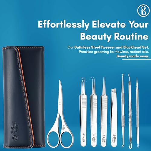 Beauté Secrets Blackhead Remover Tool Set of 8, Whitehead Popping Treatment for Blemish, Zit Removing on Nose, Non-Magnetic Straight & Curved Tip Tweezers for Mobile/Gadget/Laptop & Jewelry Repair - Image 3