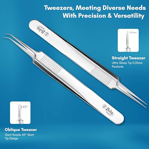 Beauté Secrets Blackhead Remover Tool Set of 8, Whitehead Popping Treatment for Blemish, Zit Removing on Nose, Non-Magnetic Straight & Curved Tip Tweezers for Mobile/Gadget/Laptop & Jewelry Repair - Image 5