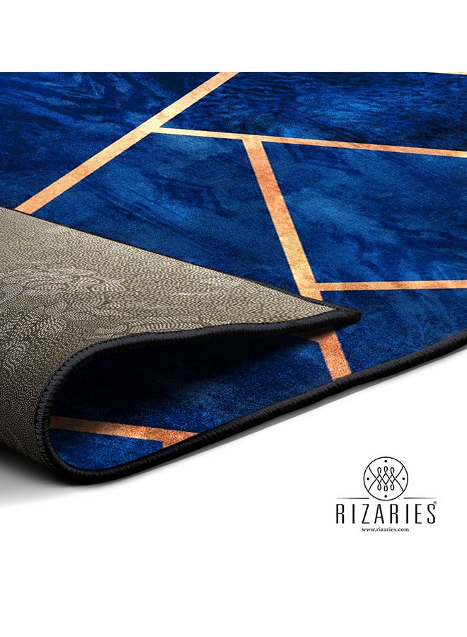 RIZARIES Navy And Copper Centerpiece Rug, Fabric, Rectangle - Image 3