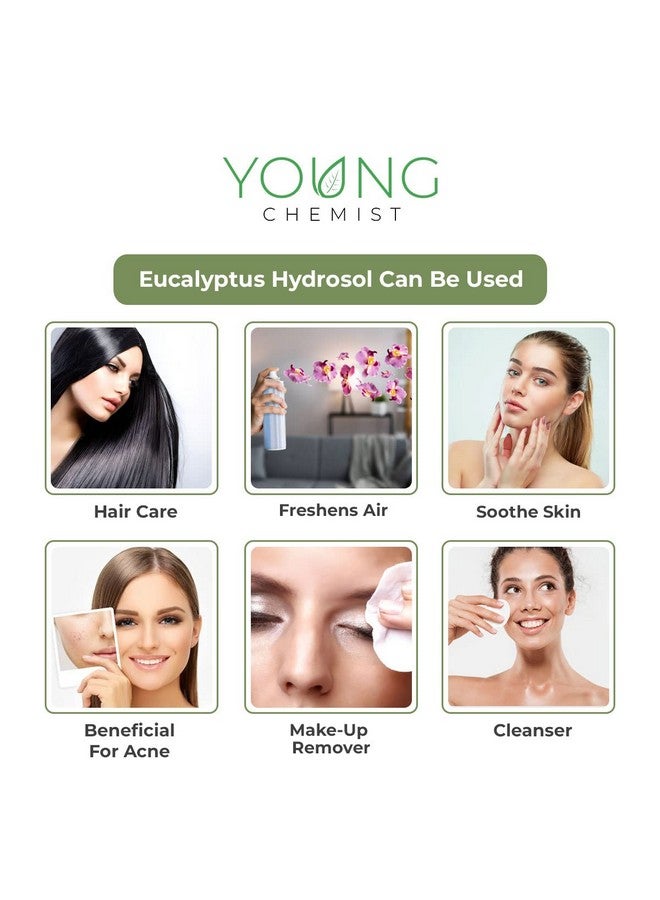 Young Chemist Natural Eucalyptus Hydrosol Distilled Floral Water for Skin, Hair, Aromatherapy, and Cleaning In 1 Litre Bottle - Image 4