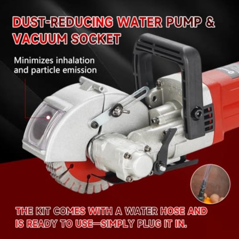 Wall Groove Cutting Machine with Tool Box 220V 4800W, with 4 PCS Saw Blades Wall Slotting Machine Electric Wall Chaser for Brick Granite Marble Concrete 38MM Cutting Width/38MM Cutting Depth - Image 4