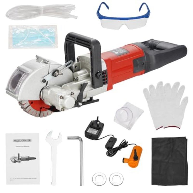 Wall Groove Cutting Machine with Tool Box 220V 4800W, with 4 PCS Saw Blades Wall Slotting Machine Electric Wall Chaser for Brick Granite Marble Concrete 38MM Cutting Width/38MM Cutting Depth - Image 1