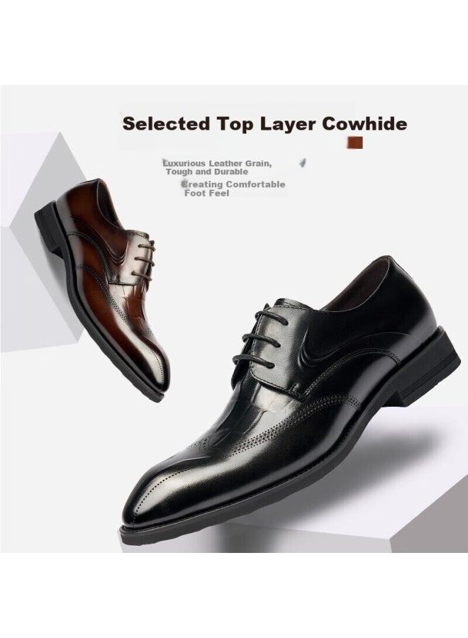 Laorentou Men's Crocodile Pattern Carved Leather Shoes Top Layer Cowhide Business Formal Shoes 522010219 Black 40 - Image 1