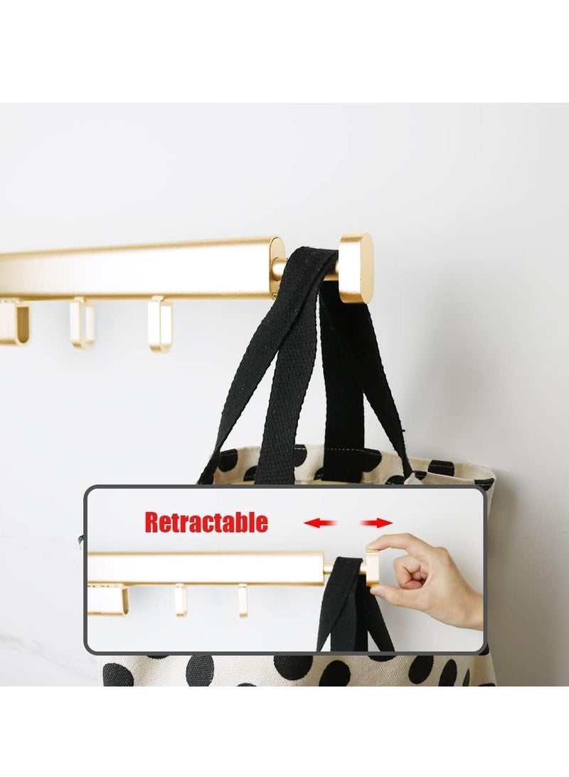 Clothes Drying Rack Wall Mounted for Space Saver, Foldable Laundry Rack Hangers with Windproof Ring Hooks Wfor Balcony, Mudroom, Bedroom 3-Pole, Gold-Large - Image 4