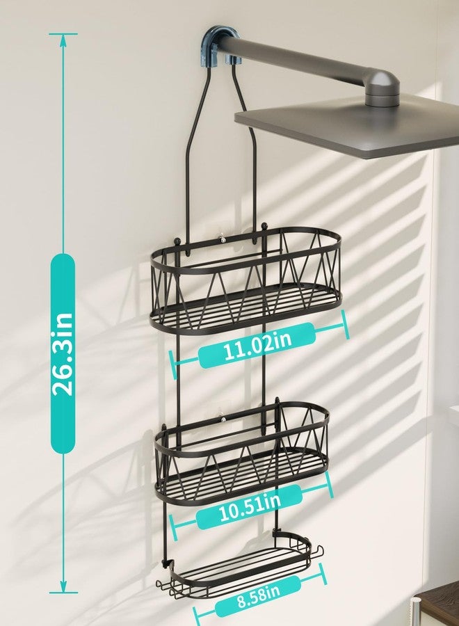 HapiRm Hanging Shower Caddy, Rustproof & Waterproof Shower Organizer with Soap Holder & 4 Hooks, No Drilling Hanging Bathroom Shelf for Bathroom - Black - Image 4