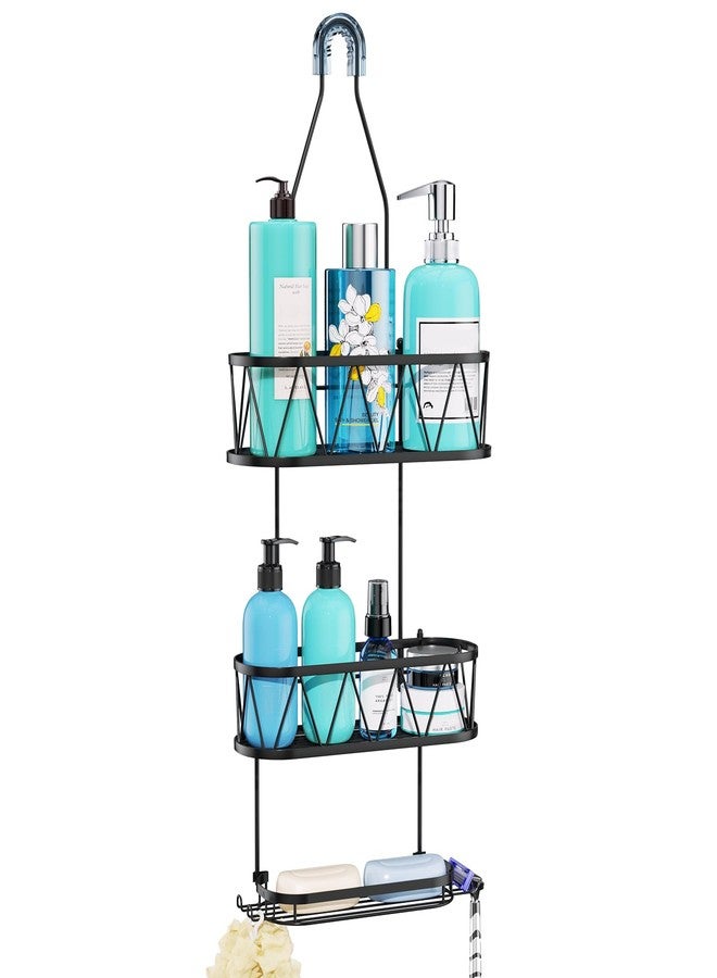 HapiRm Hanging Shower Caddy, Rustproof & Waterproof Shower Organizer with Soap Holder & 4 Hooks, No Drilling Hanging Bathroom Shelf for Bathroom - Black - Image 1