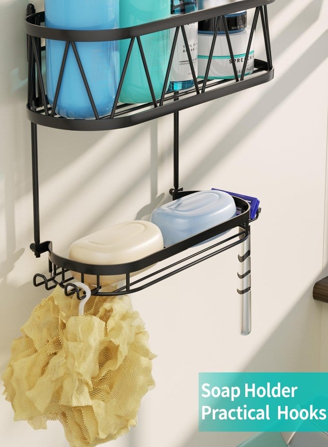 HapiRm Hanging Shower Caddy, Rustproof & Waterproof Shower Organizer with Soap Holder & 4 Hooks, No Drilling Hanging Bathroom Shelf for Bathroom - Black - Image 3