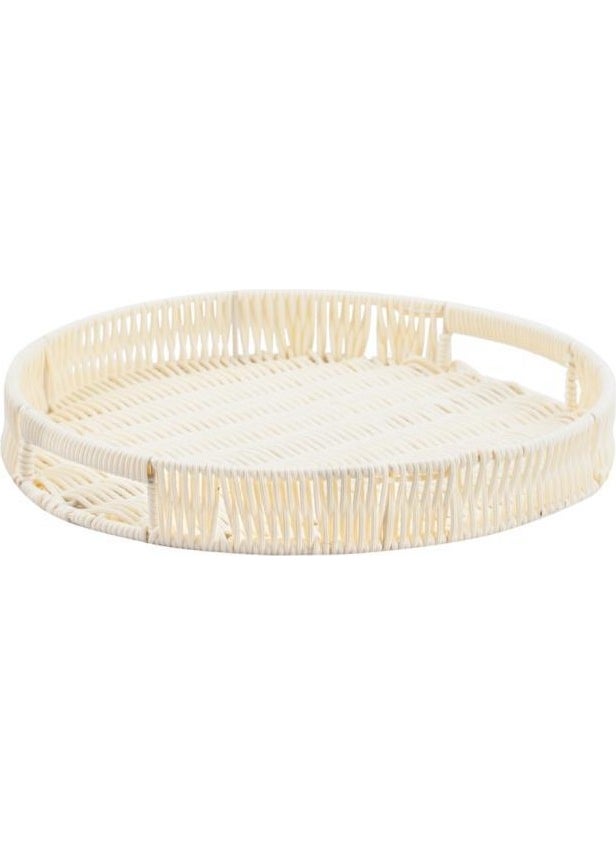 PEROTTI Synthetic Wicker Cream Round Tray 30CM  - Image 1