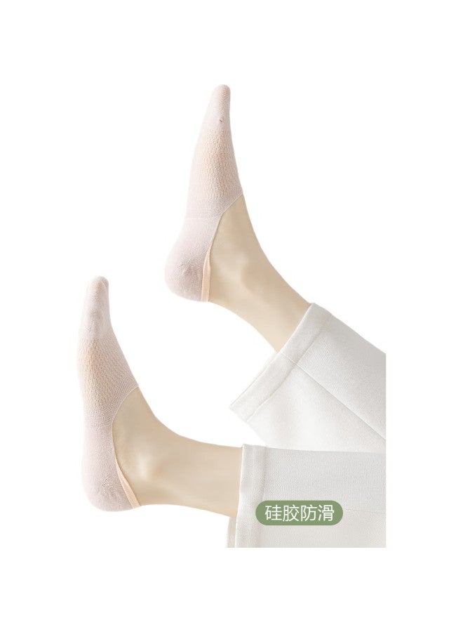 Modal 5 Pairs Of Women'S Boat Socks, Spring And Summer Mesh Cotton Socks, Ice Silk Breathable Ultra-Thin Shallow Mouth Silicone Invisible Women'S Short Socks - Image 3