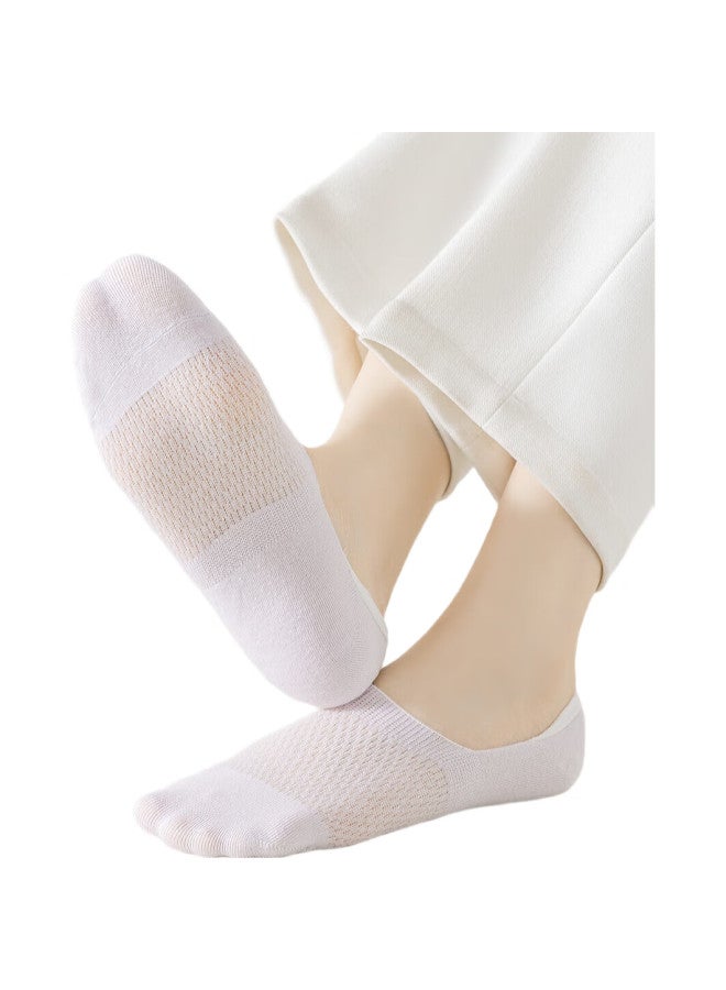 Modal 5 Pairs Of Women'S Boat Socks, Spring And Summer Mesh Cotton Socks, Ice Silk Breathable Ultra-Thin Shallow Mouth Silicone Invisible Women'S Short Socks - Image 1