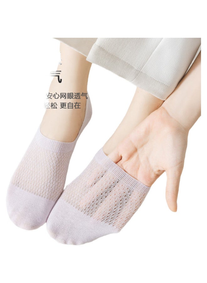 Modal 5 Pairs Of Women'S Boat Socks, Spring And Summer Mesh Cotton Socks, Ice Silk Breathable Ultra-Thin Shallow Mouth Silicone Invisible Women'S Short Socks - Image 2