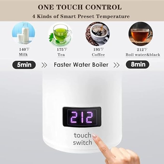 Khazna Travel Electric Kettle Small Portable Electric Kettle 500Ml Tea Kettle With 4 Variable Presets 304 Stainless Steel Travel Water Boiler Auto ShutOff  Boil Dry Protection Bpa Free White - Image 3